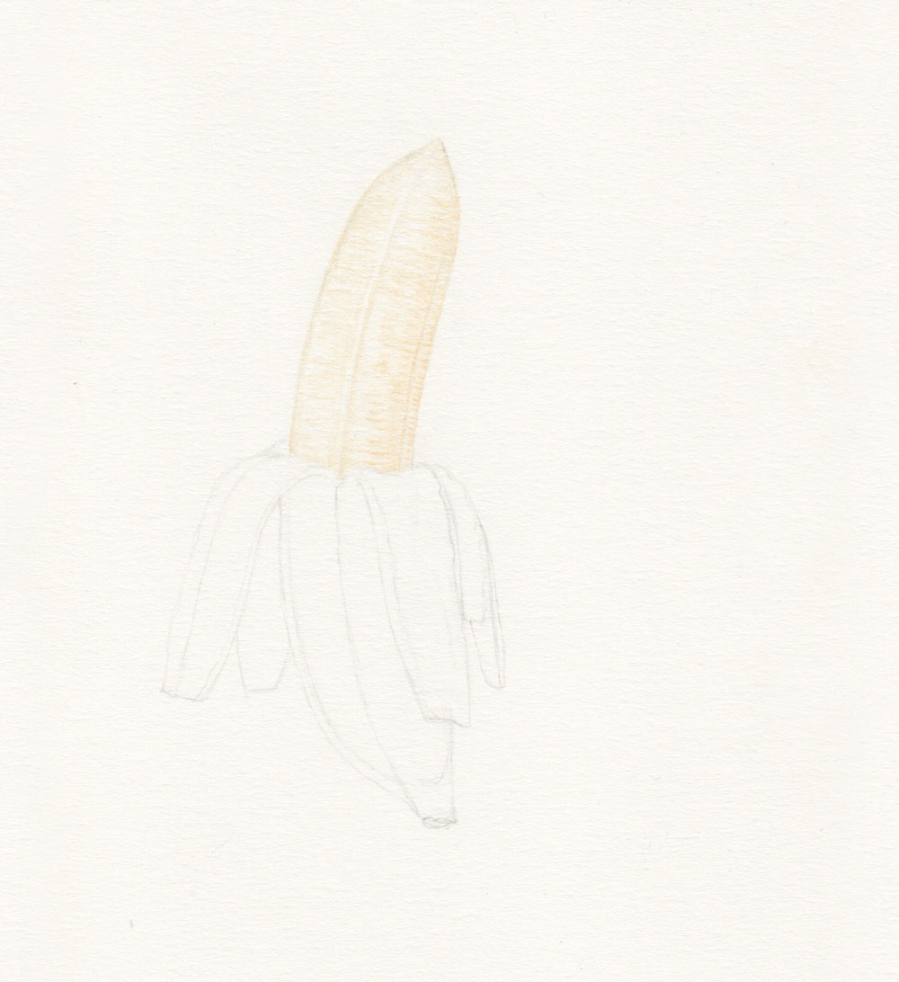 Banane zeichnen mit Buntstiften