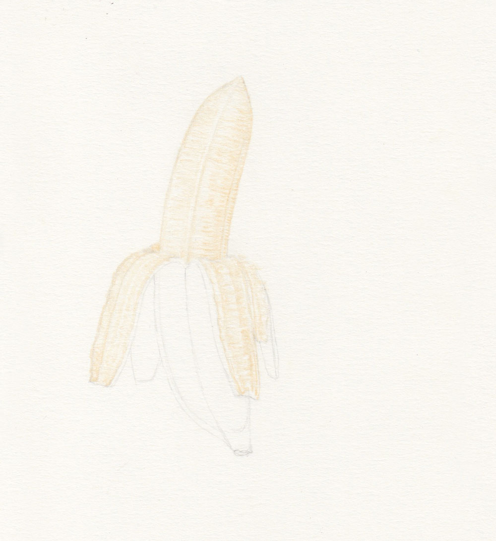 Schale einer Banane zeichnen mit Buntstift