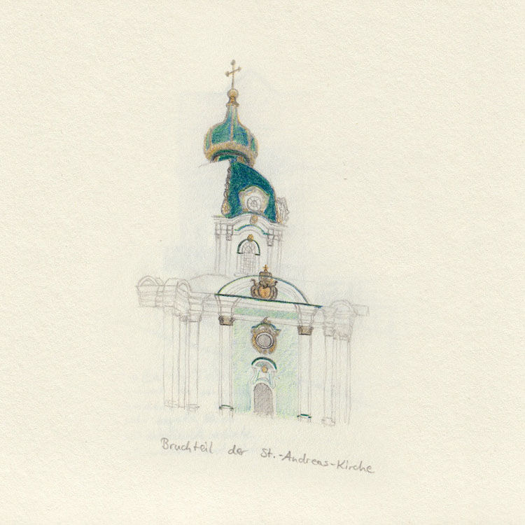 Zeichnung Kirche (St. Andreas Kirche in Kiew)