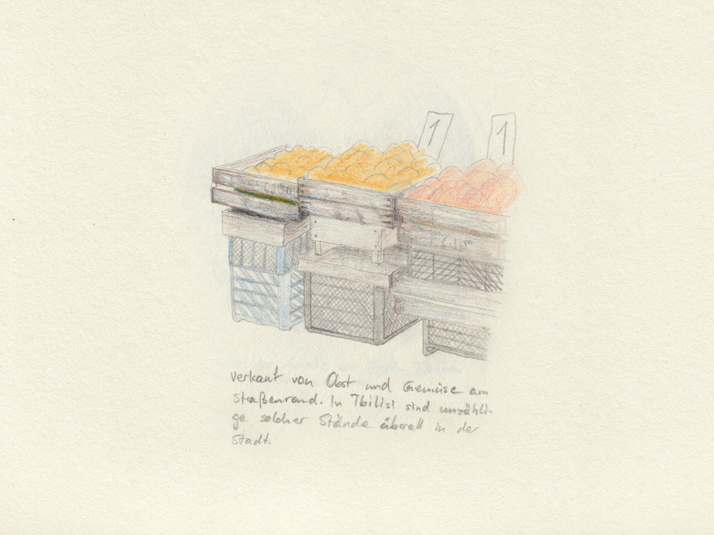 Tbilisi Skizze Kisten mit Obst