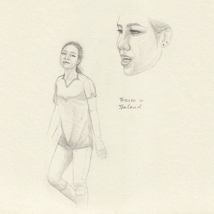 Skizze Frauen in Bangkok