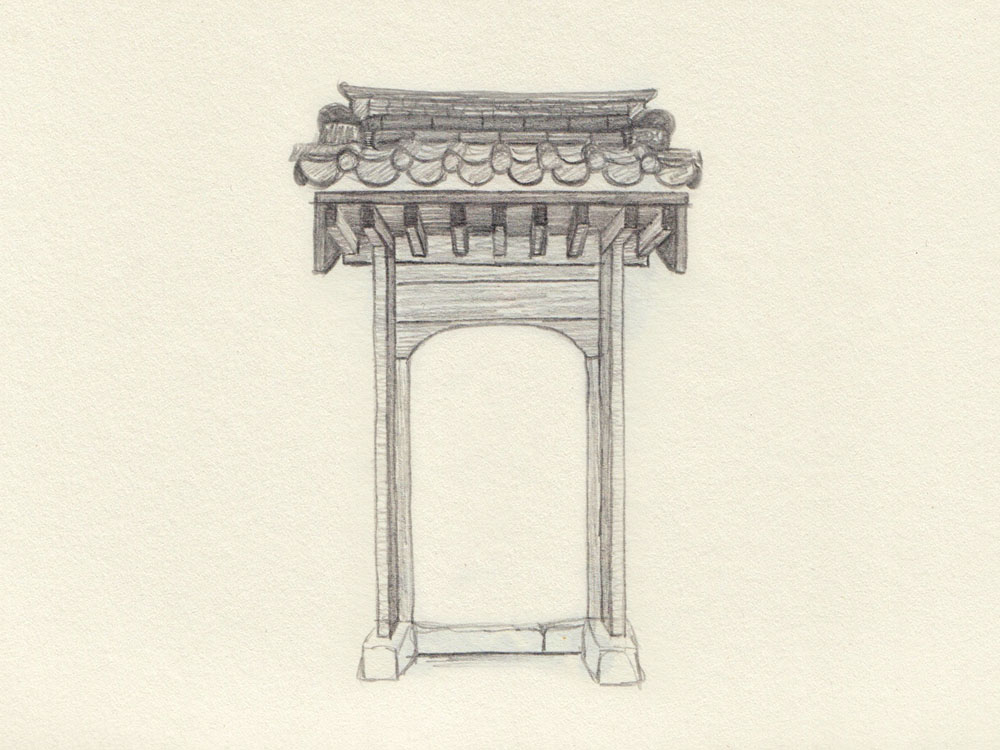 Zeichnung Tor Palast Südkorea