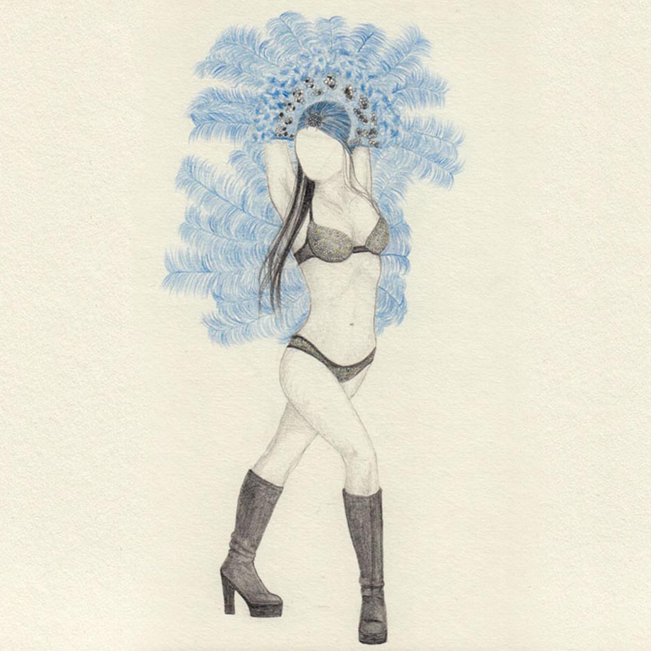 Zeichnung Las Vegas Showgirl