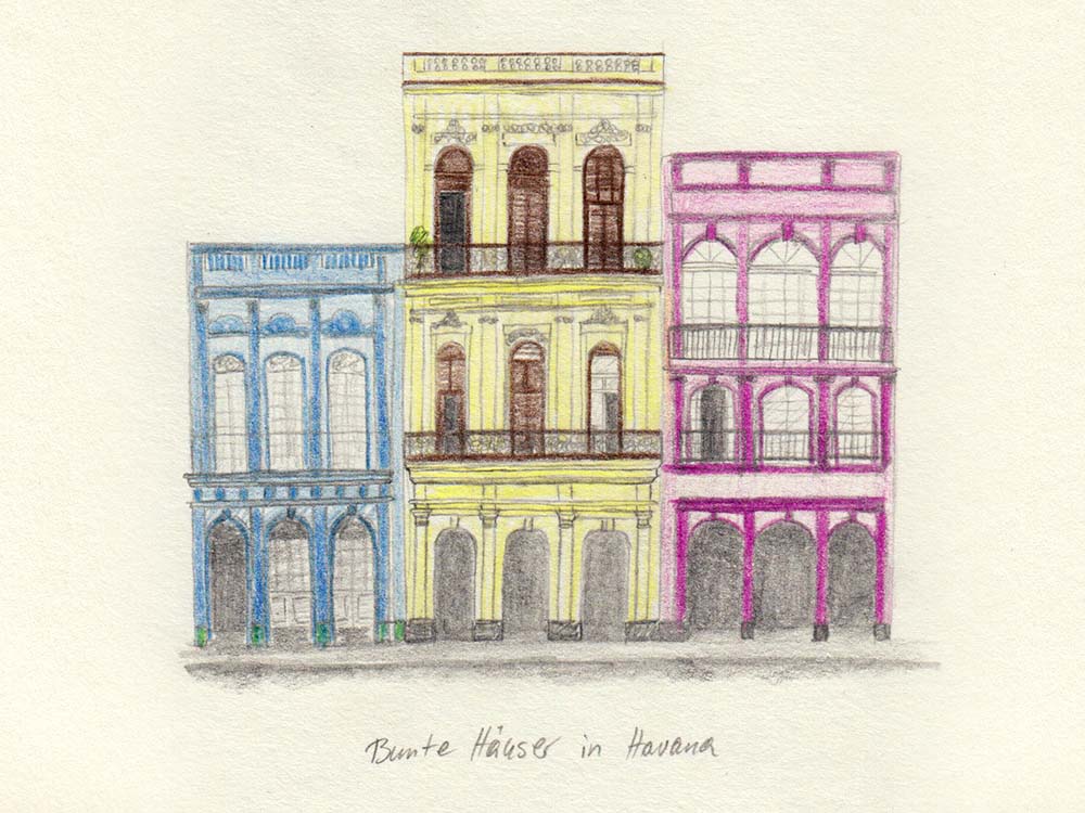 Zeichnung Häuser in Havana