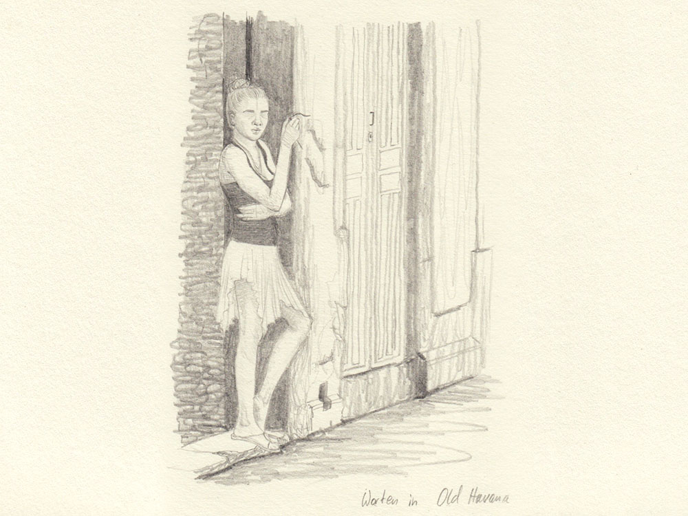 Skizze Frau wartet in Havana