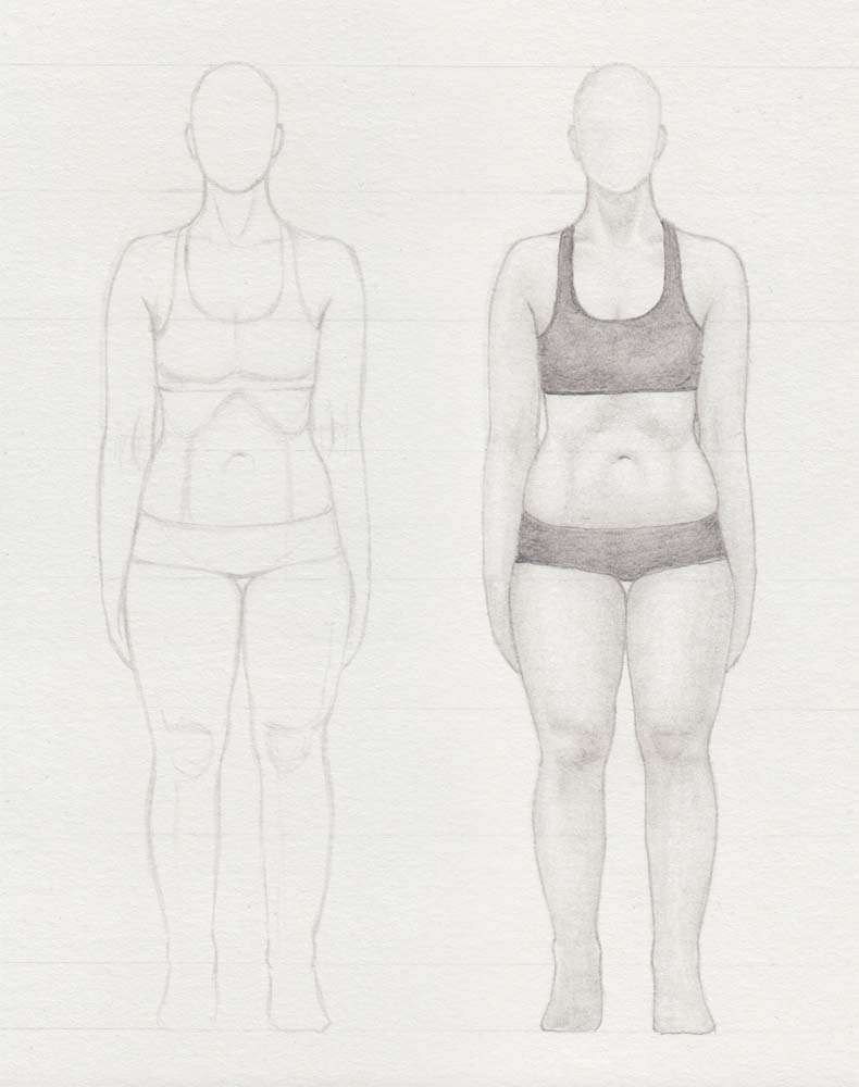 Zeichnung mit Bleistift: Körper