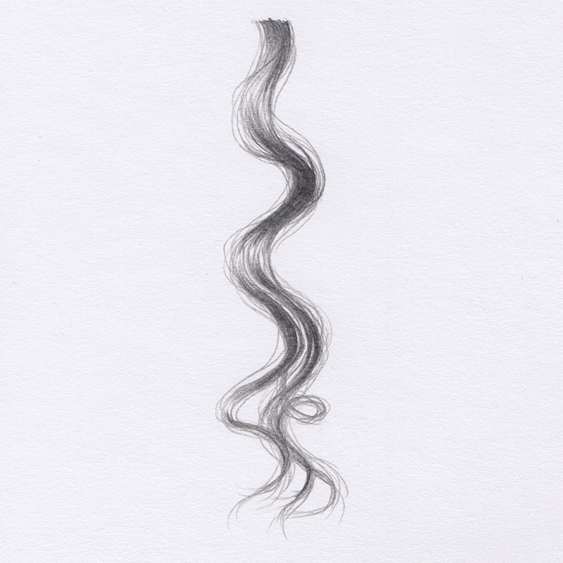Zeichnung mit Bleistift: Gelocktes Haar