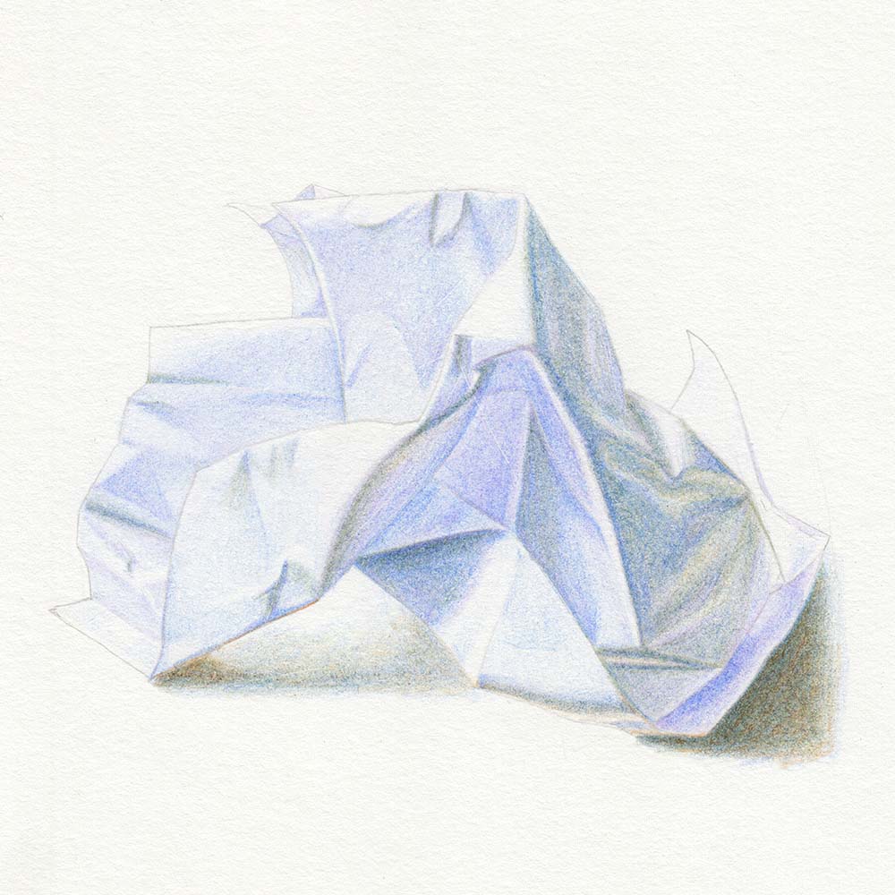 Drawing Crumpled Paper with Colored Pencils