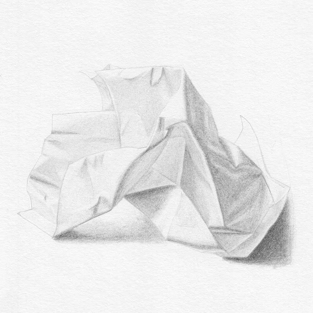 Drawing Crumpled Paper: Black and White Filter