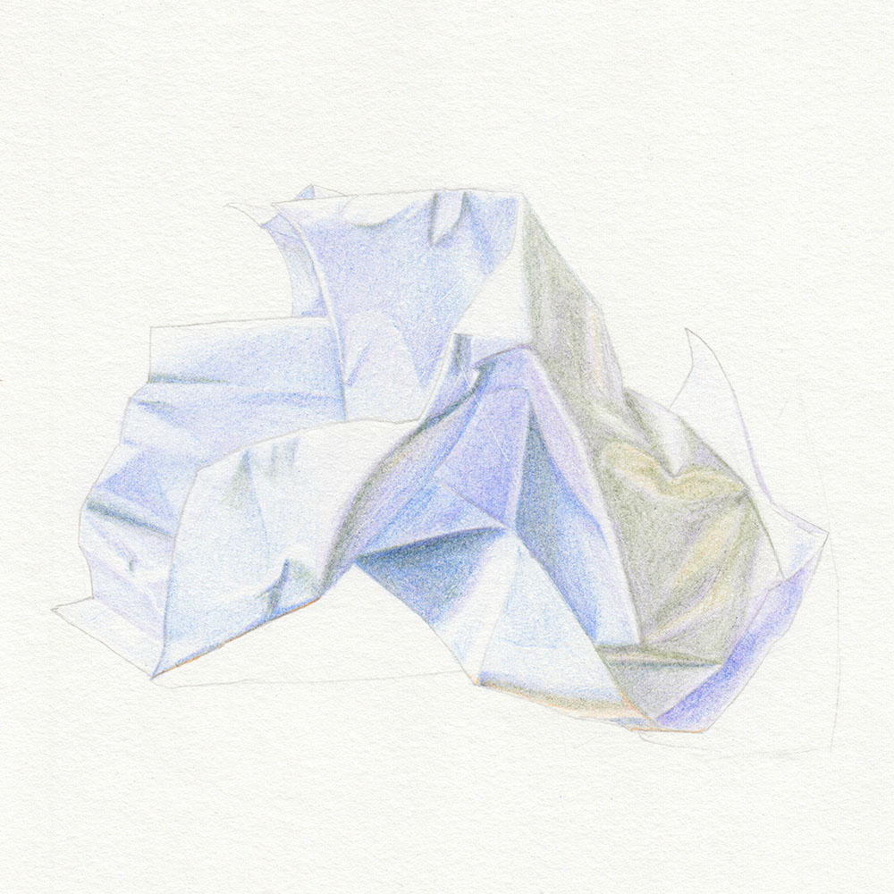 Drawing crumpled paper: Green