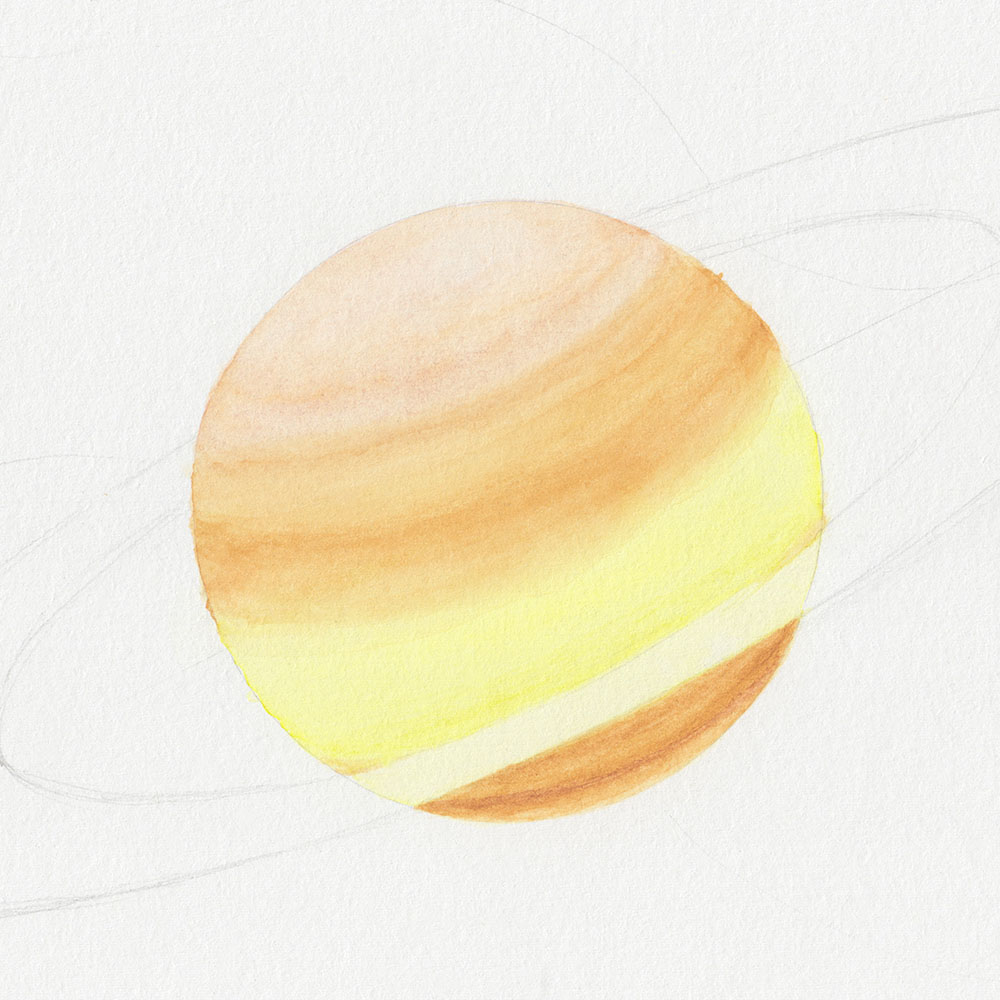 Saturn Zeichnung: Lichter Ocker