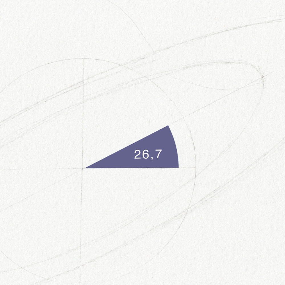 Sketch of Saturn: 26.7 degree Tilt.