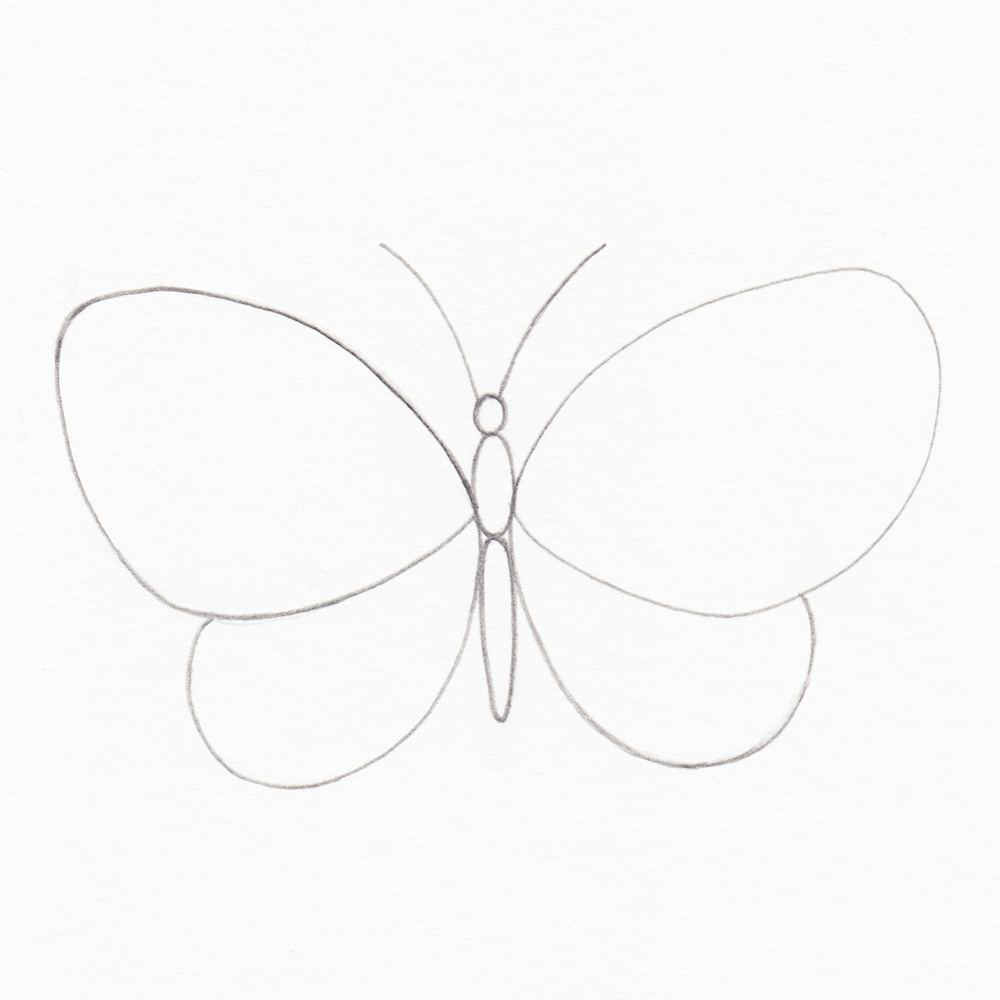 Schmetterling einfach zeichnen: Grundform