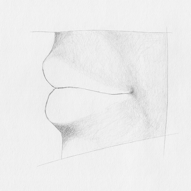 Lippen von der Seite zeichnen: Schatten