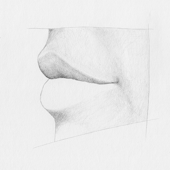 Lippen von der Seite zeichnen: Oberlippe