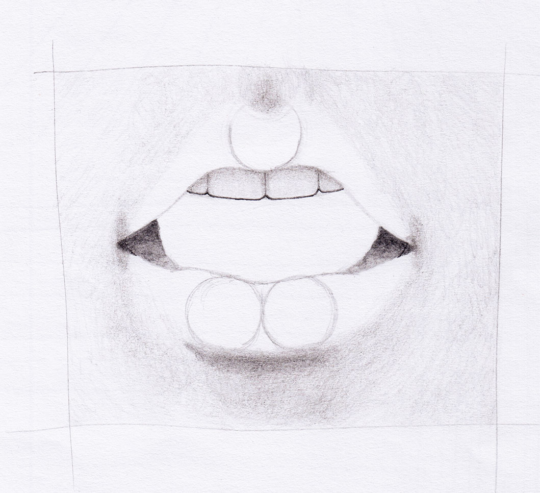 Offenen Mund zeichnen: Zähne