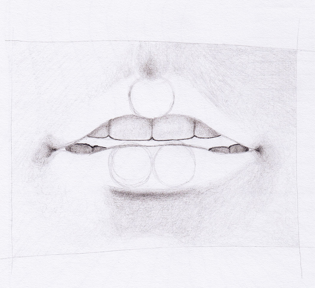 Leicht offenen Mund zeichnen: Zähne