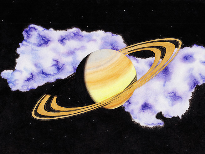 Poster: Saturn, Aquarell